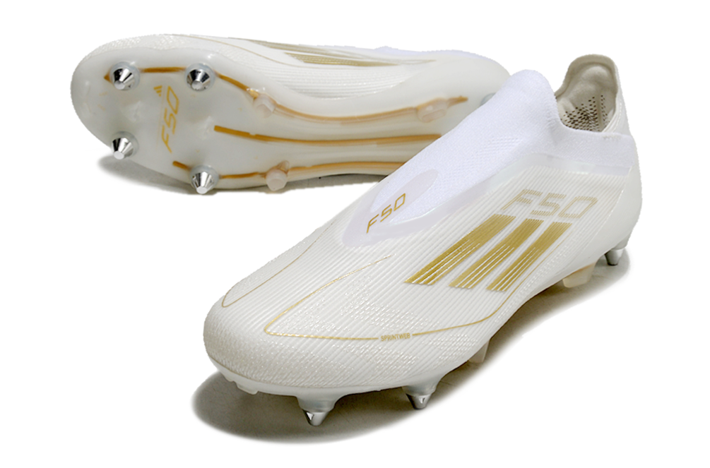Adidas F50 Elite Laceless SG - Branco Dourado