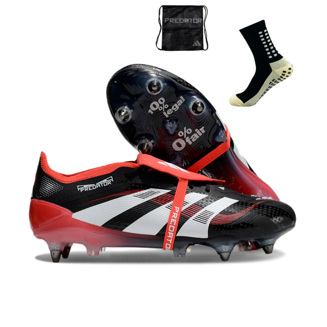 Adidas Predator Elite Tongue SG - Preto Vermelho